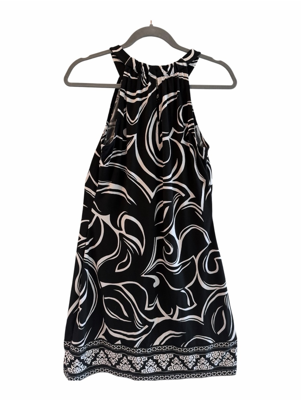 White House Black Market Black & White Halter-Style Print Camisole